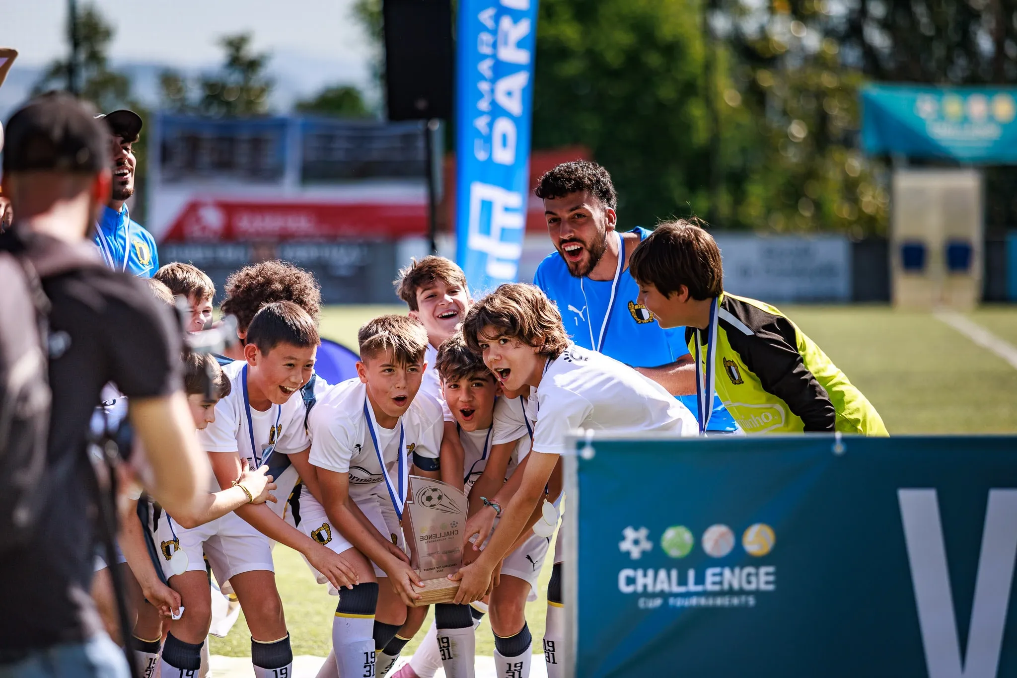 The trophy and the emotion of competition.
